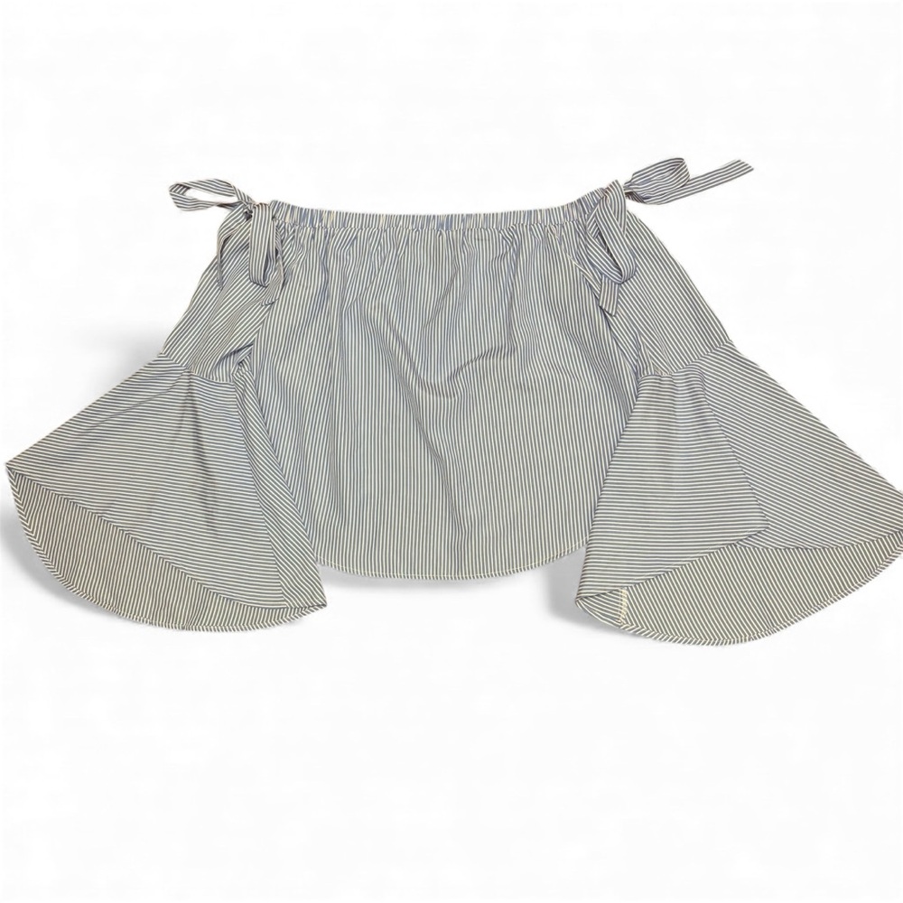 Forever 21 Blue and White Striped Off the Shoulder Top